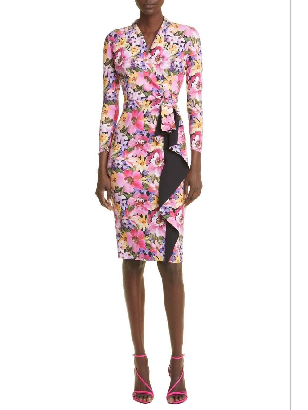 CHIARA BONI Aella Floral Print Long Sleeve Faux Wrap Dress IT 38 US 2 S Org $795